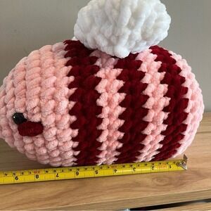 Soft Yarn Handmade Crochet Plushie Pink Bee Stuffed Animal Collectible Gift